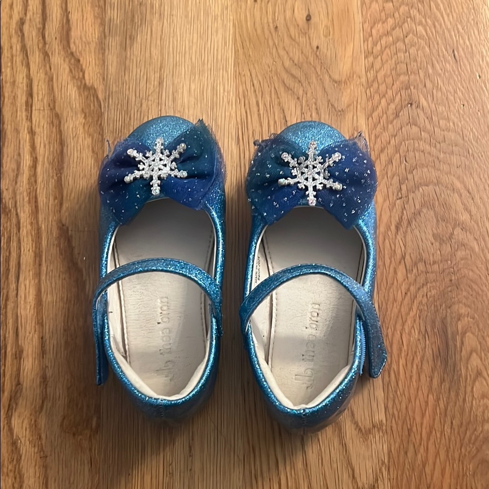 Blue Glitter Kids Shoes with Snowflake Design